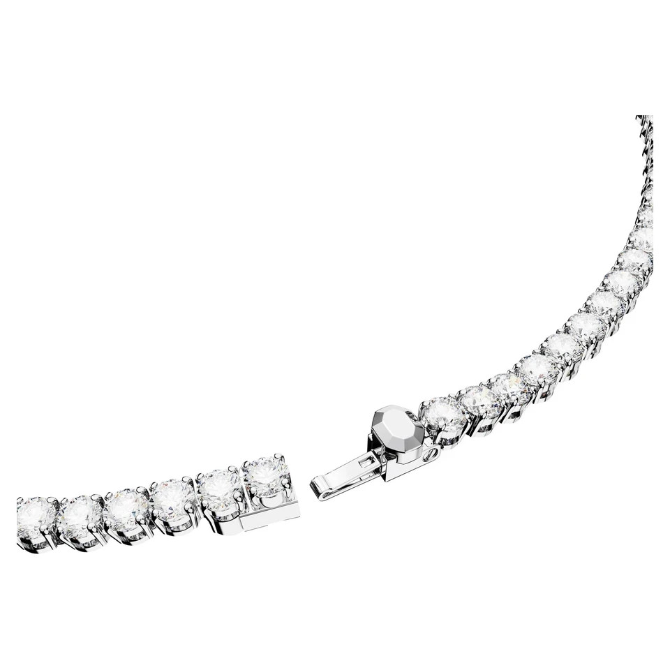 Swarovski Matrix Tennis Necklace Large, Round Cut, White, Rhodium Plated