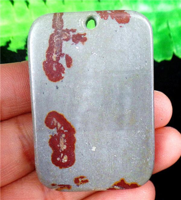 47x32x7mm Natural Gray&Brown Red Chohua Jasper Oblong Pendant Bead AD67543