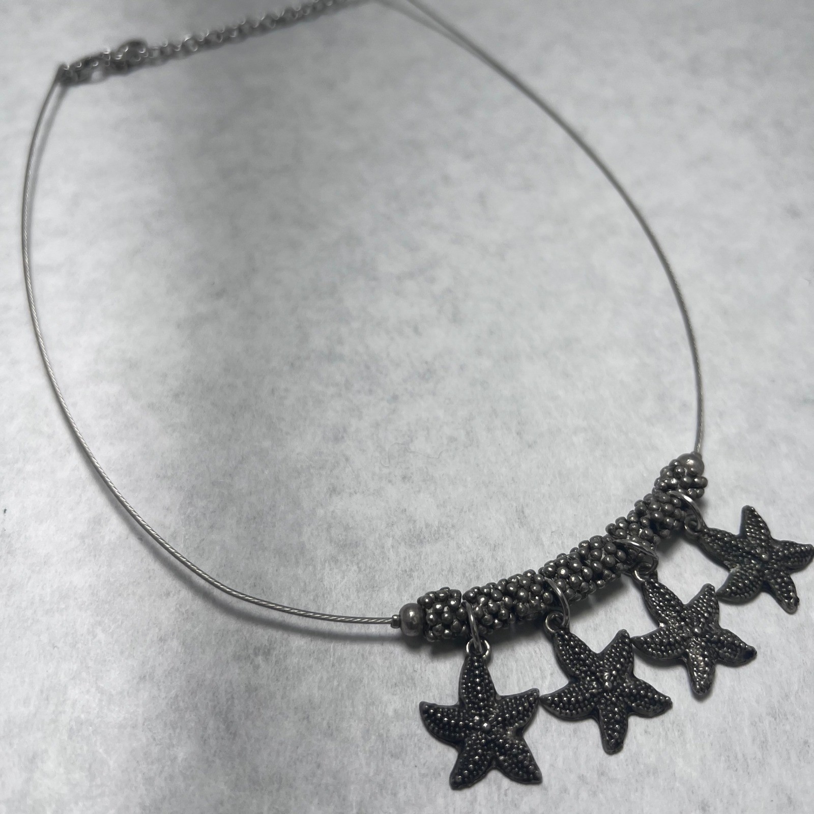 FeiFish Silver Tone Starfish Charm Choker Necklace Chain Beach Jewelry Boho 18″