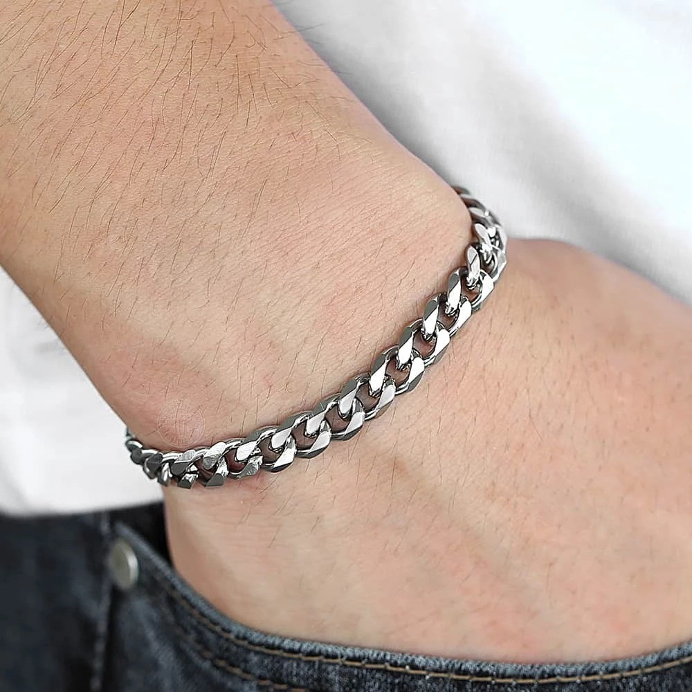 16-36″ Stainless Steel Silver Curb Cuban Chain Necklace Bracelet 3/5/7/9/11/13mm