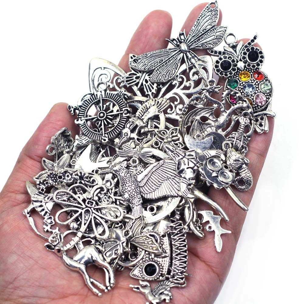 Mixed Butterfly Wings Flower Heart Moon Key Charm Pendants DIY Crafts Supplies