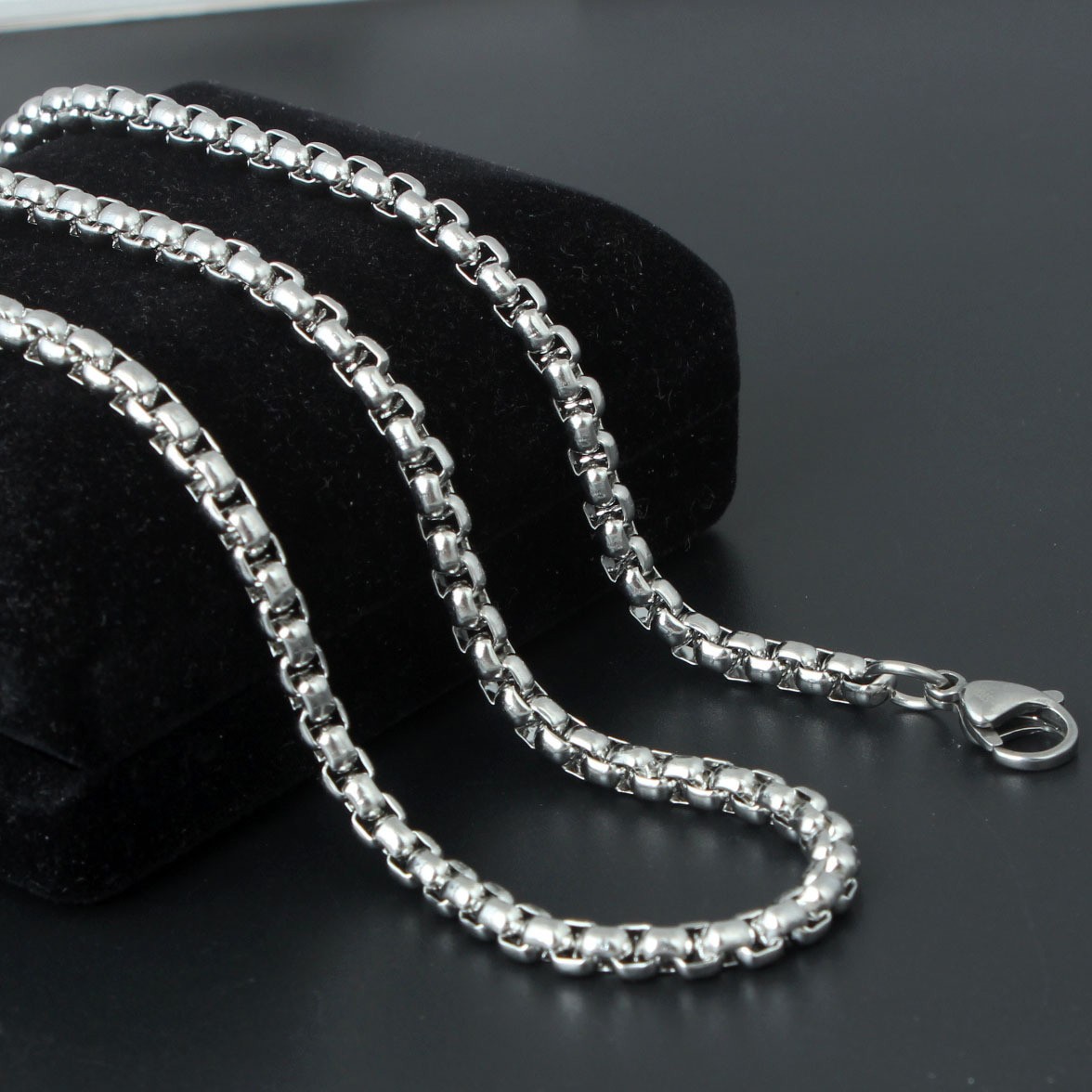 5pcs/lot Stainless Steel Square Rolo Link Chain Box Chain Necklace Wholesale