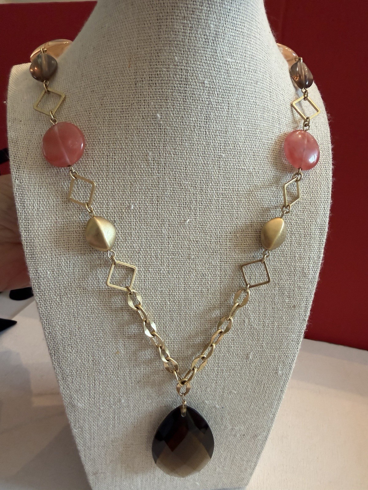 Lia Sophia HARMONY Necklace Glass & Resin Matte Gold Tone BinR