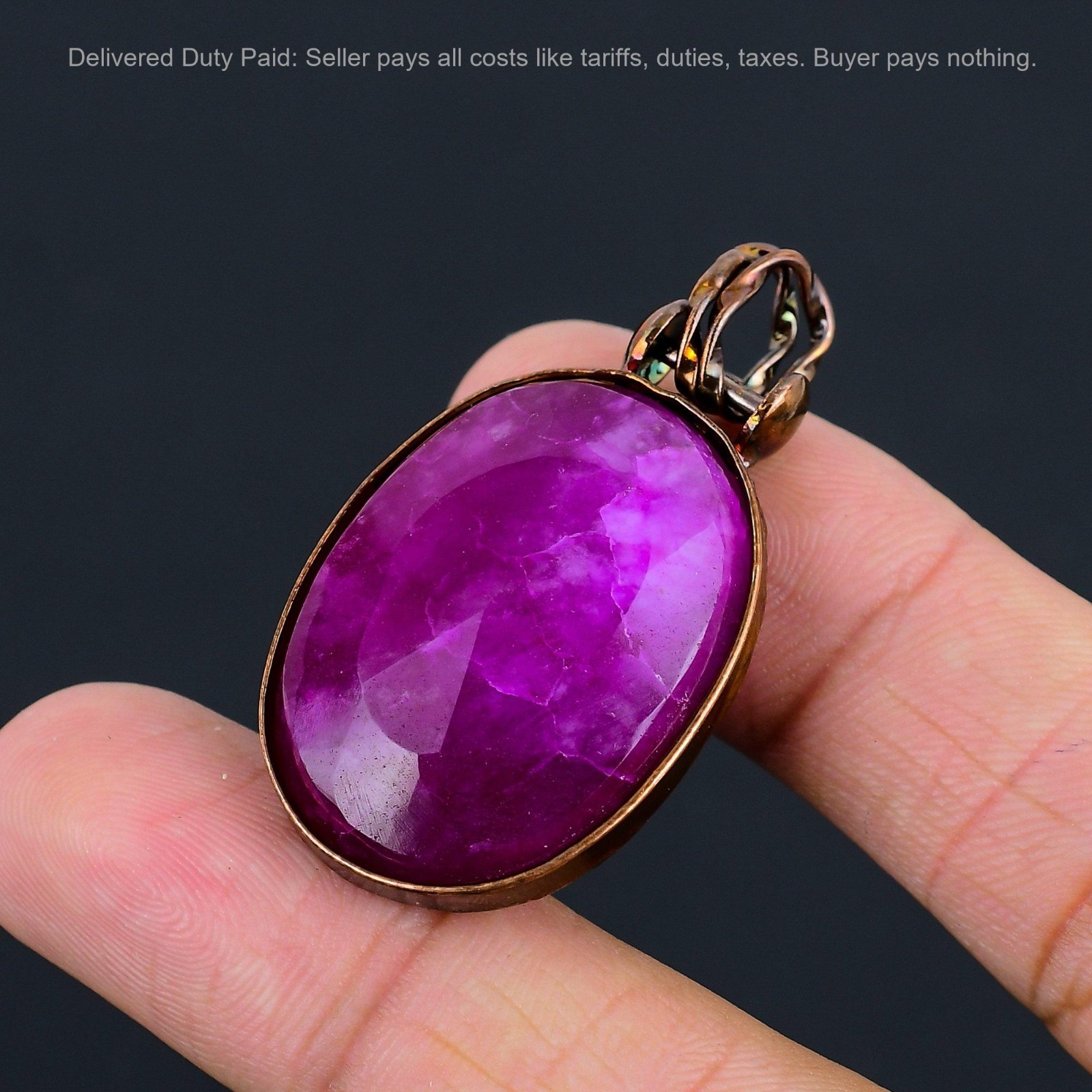 Halloween Deal Kashmir Rubi Gemstone Copper Sister Electroformed Pendant Jewelry