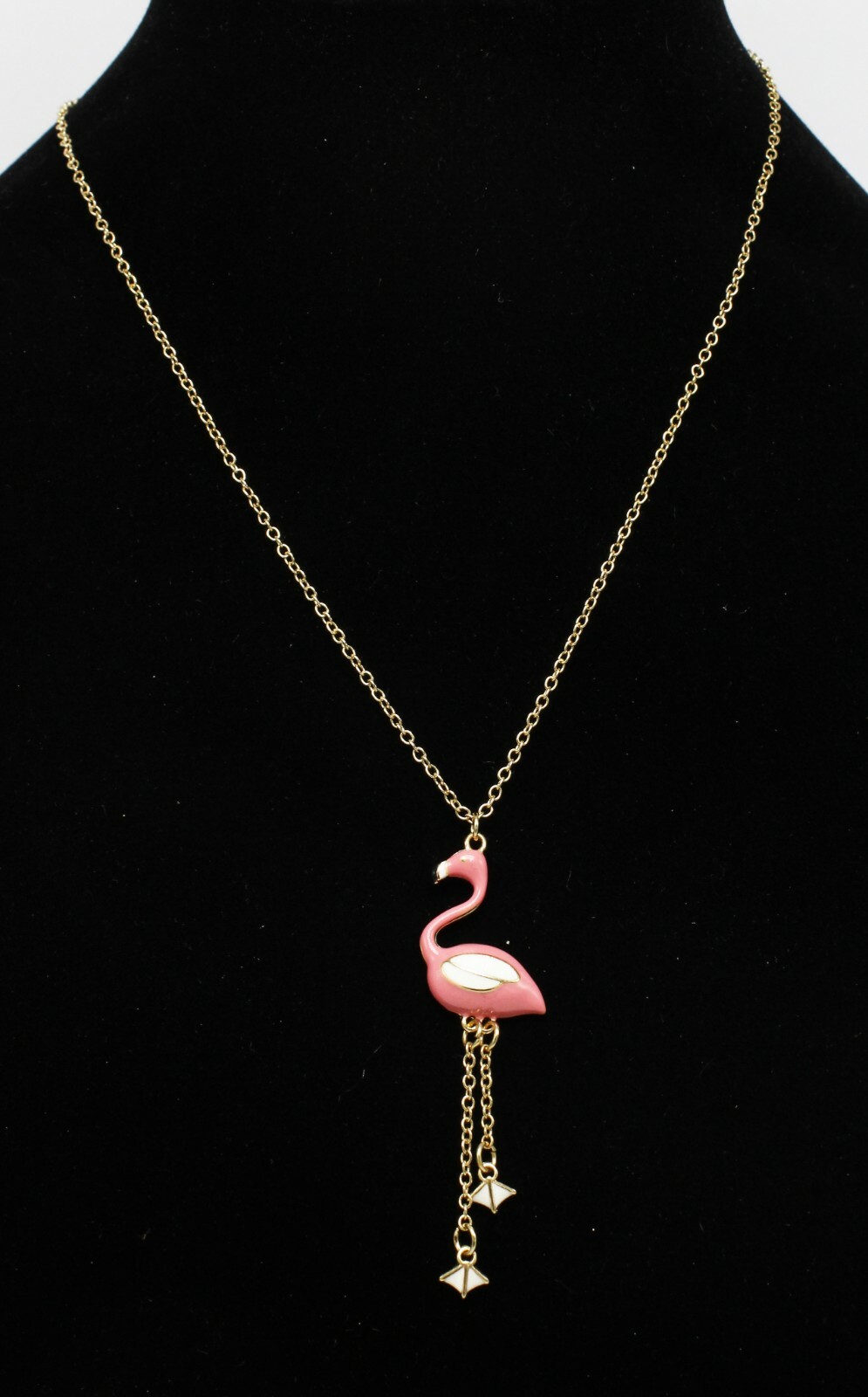 New Gold Chain Necklace with Pink Flamingo Pendant NWT #N0019
