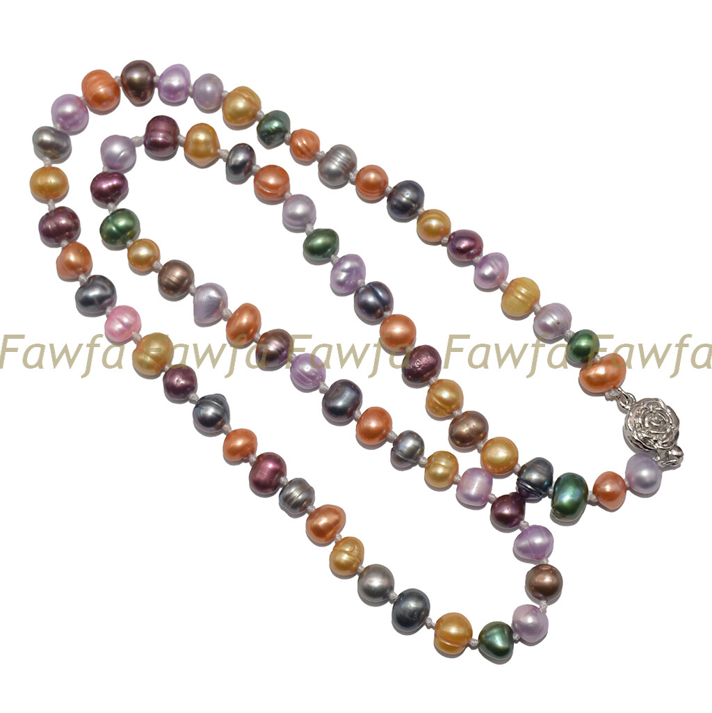 Natural Multicolor 6-7mm Freshwater Pearl Necklace Bracelet Earrings Jewelry Set