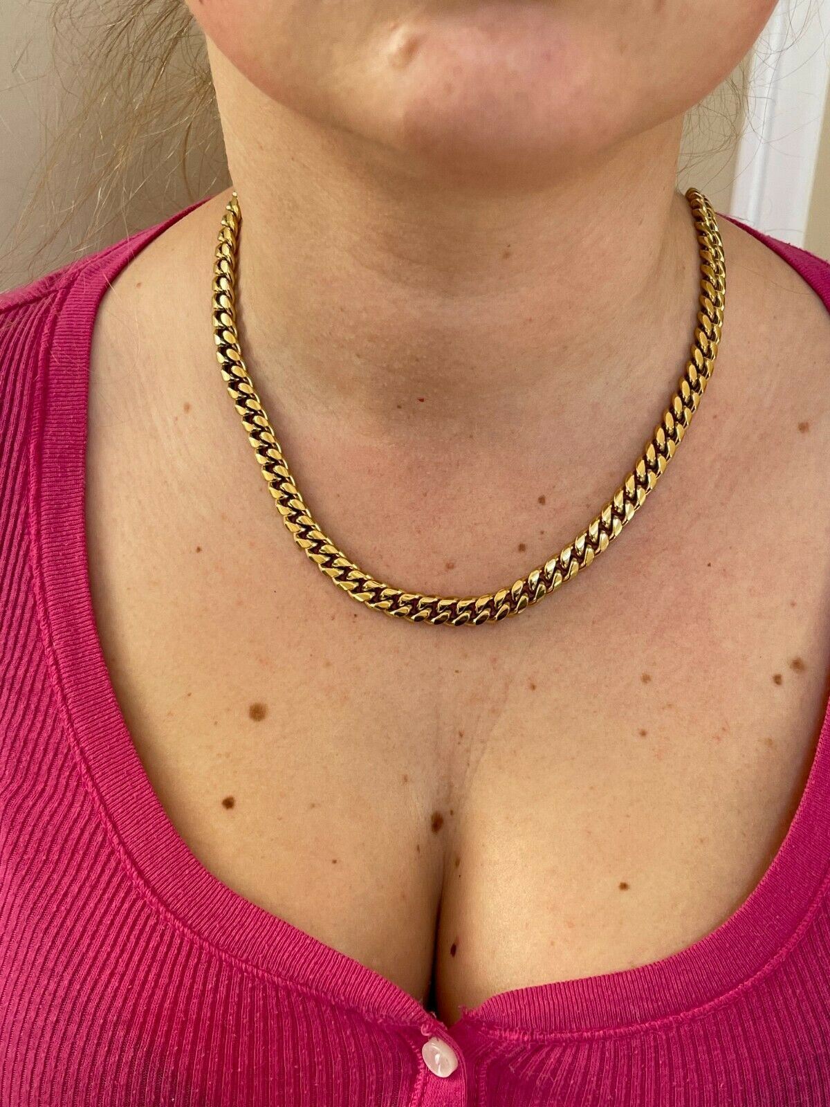 Miami Cuban CHOKER Chain 14k Gold Plated Stainless Steel Mens Boys Necklace 18″