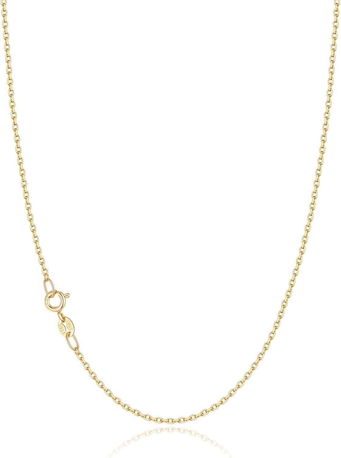 Elegant 18K Gold Plated Sterling Silver Cable Chain Necklace