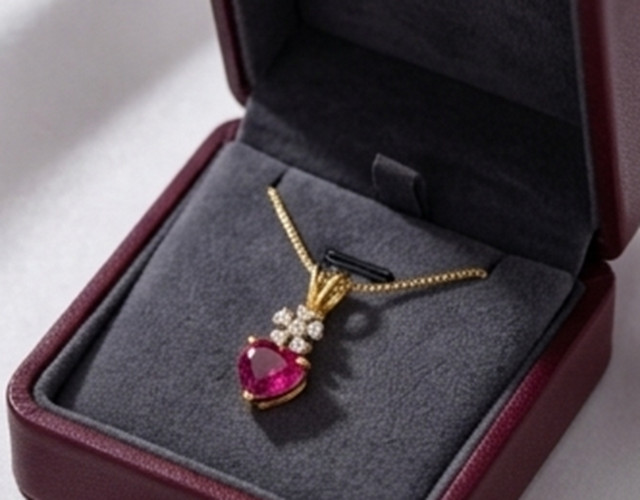 7ct Heart Simulated Pink Ruby/Diamond Anniversary Gift Pendant Rose Gold Plated