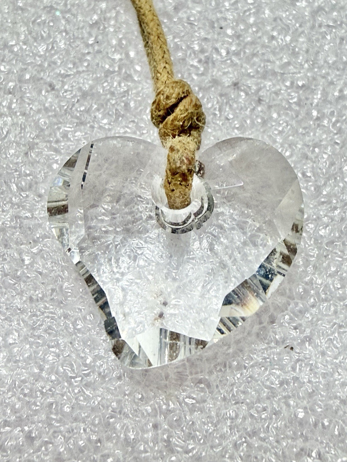 SWAROVSKI Colorless Crystal 3/4” Stylized Heart On Adjustable Cord 22” Necklace