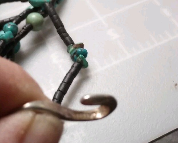 Av925 Marked Closure Hook Blue Rock,Stone Unknown Beaded Multistrand 16″necklace