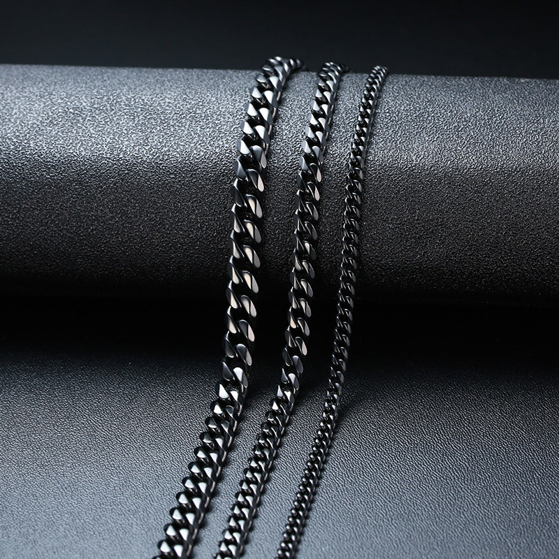 Vnox 3-7MM Cuban Curb Flat Link Chain Men Necklace Choker Stainless Steel 18-22″