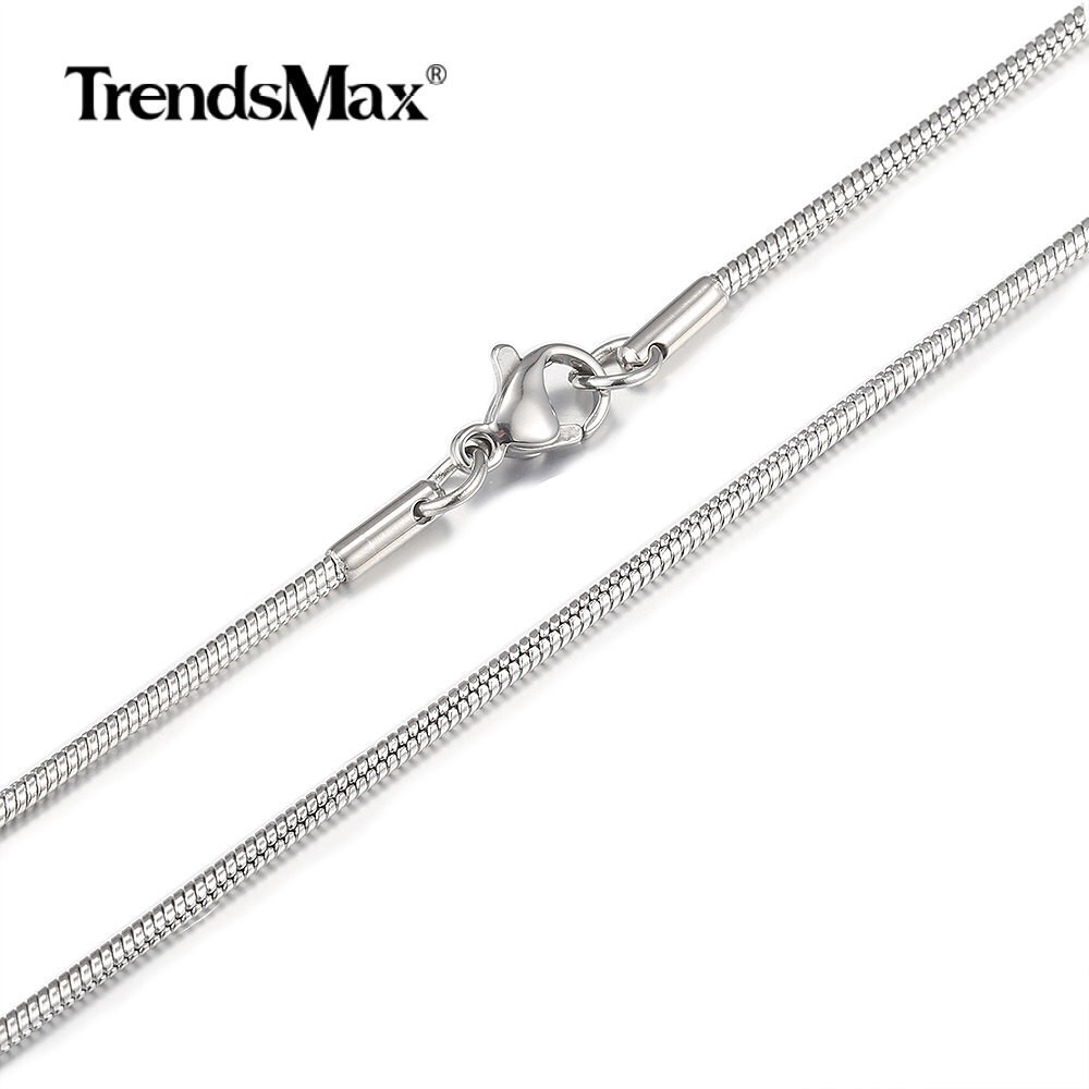 USA 18/20/22/24/26/28IN Solid Stainless Steel Round Snake Chain Necklace 1.6/2MM