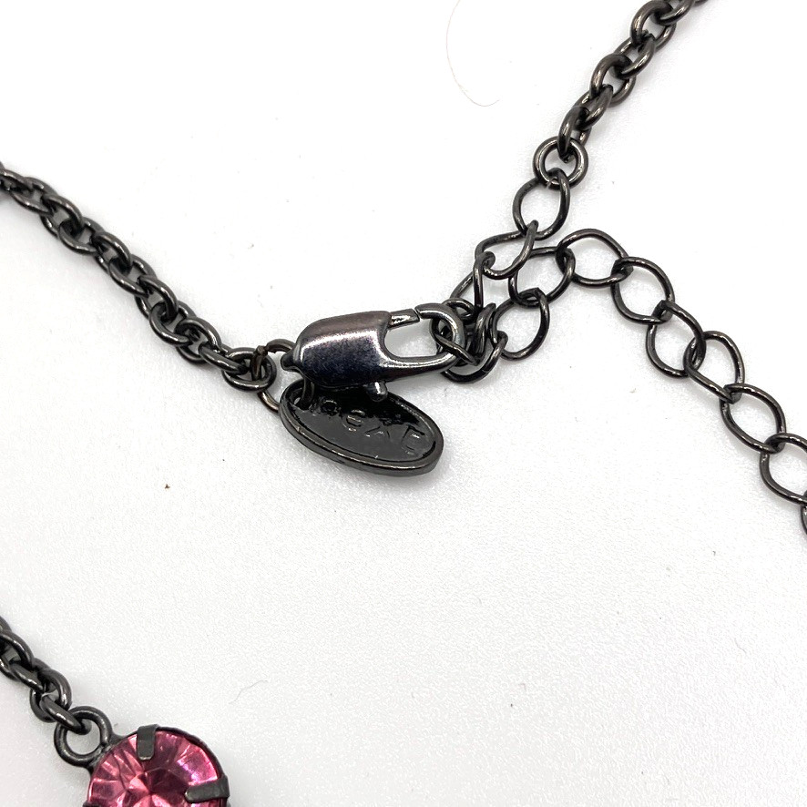 Pink Y Drop necklace black tone metal 46cm adjustable Next costume jewellery
