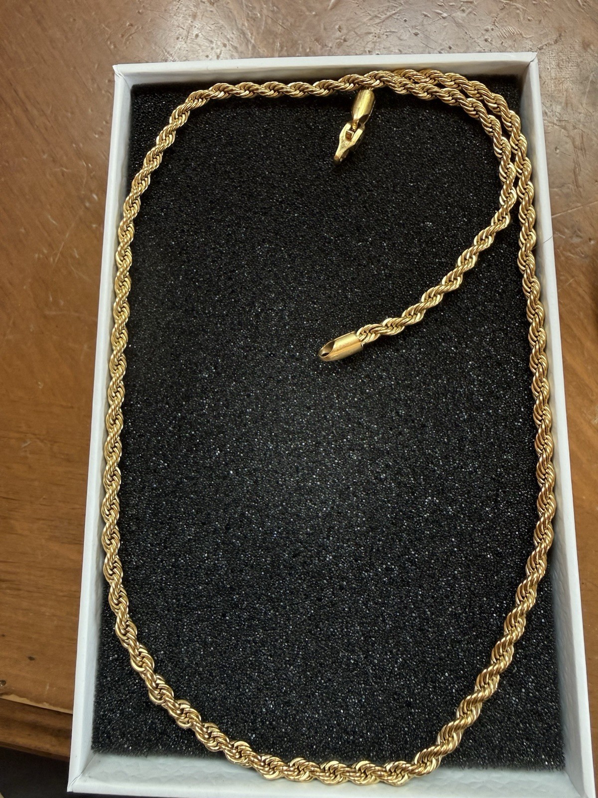 GLD brand gold Tone Metal Rope Chain Necklace with Lobster Clasp, No Stones