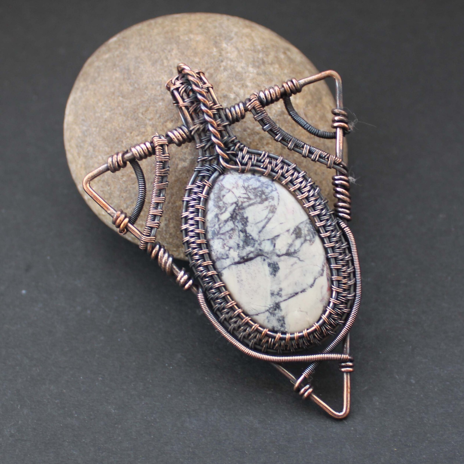 Jasper Handmade Pendant Copper Wire Wrapped Pendant Wire Wrapped Jewelry