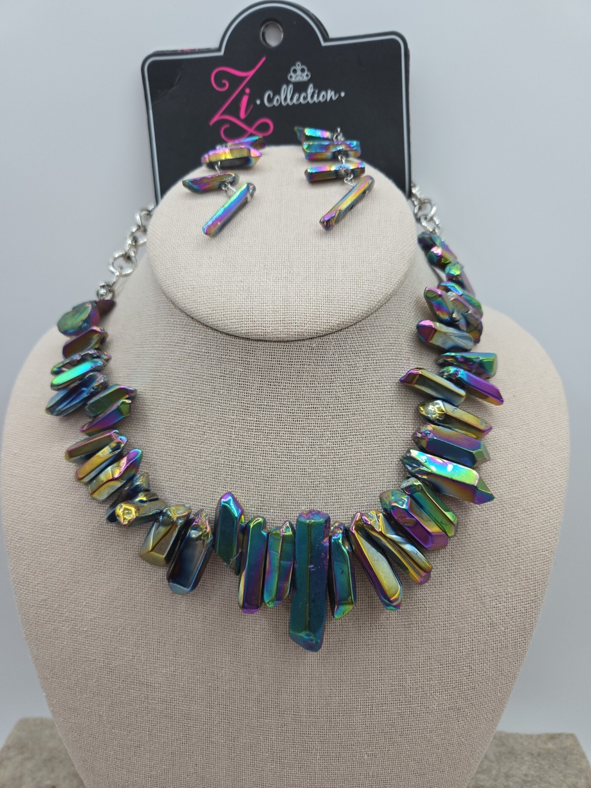 PAPARAZZI Zi-Statement Necklace & Earrings Set “Oil Spill ”NWT Multicolor