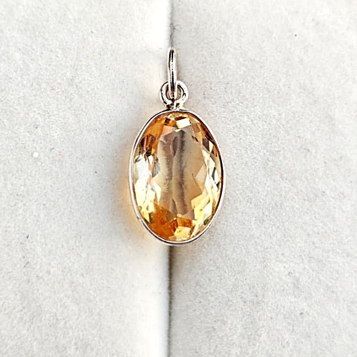 Natural Oval Citrine Gemstone Handmade 925 Sterling Silver Charms Pendant Gift