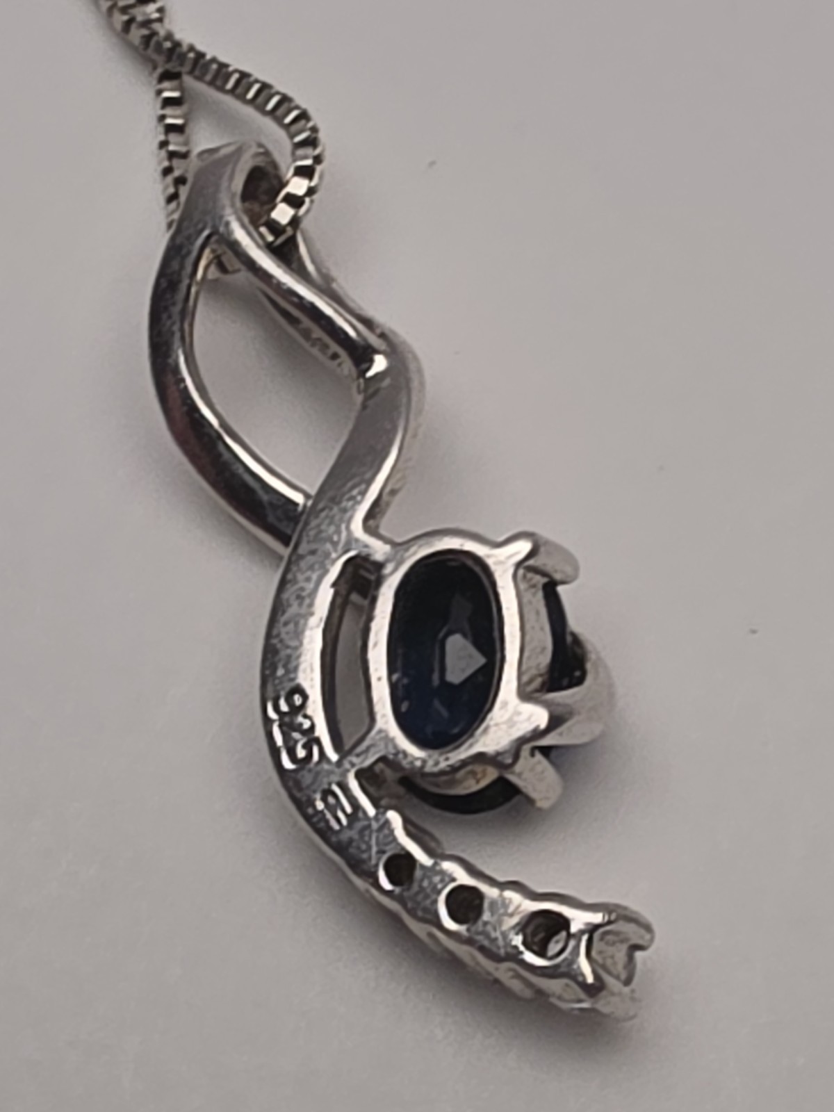 Kay Jeweler Lab Created Blue Sapphire Diamond 18″ Sterling Silver Necklace