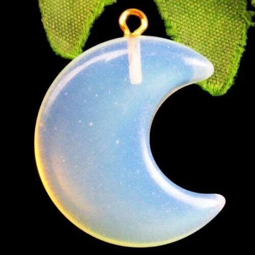 Beautiful Opalite Half Moon Pendant & 18″ Necklace! FREE SHIPPING IN THE USA!