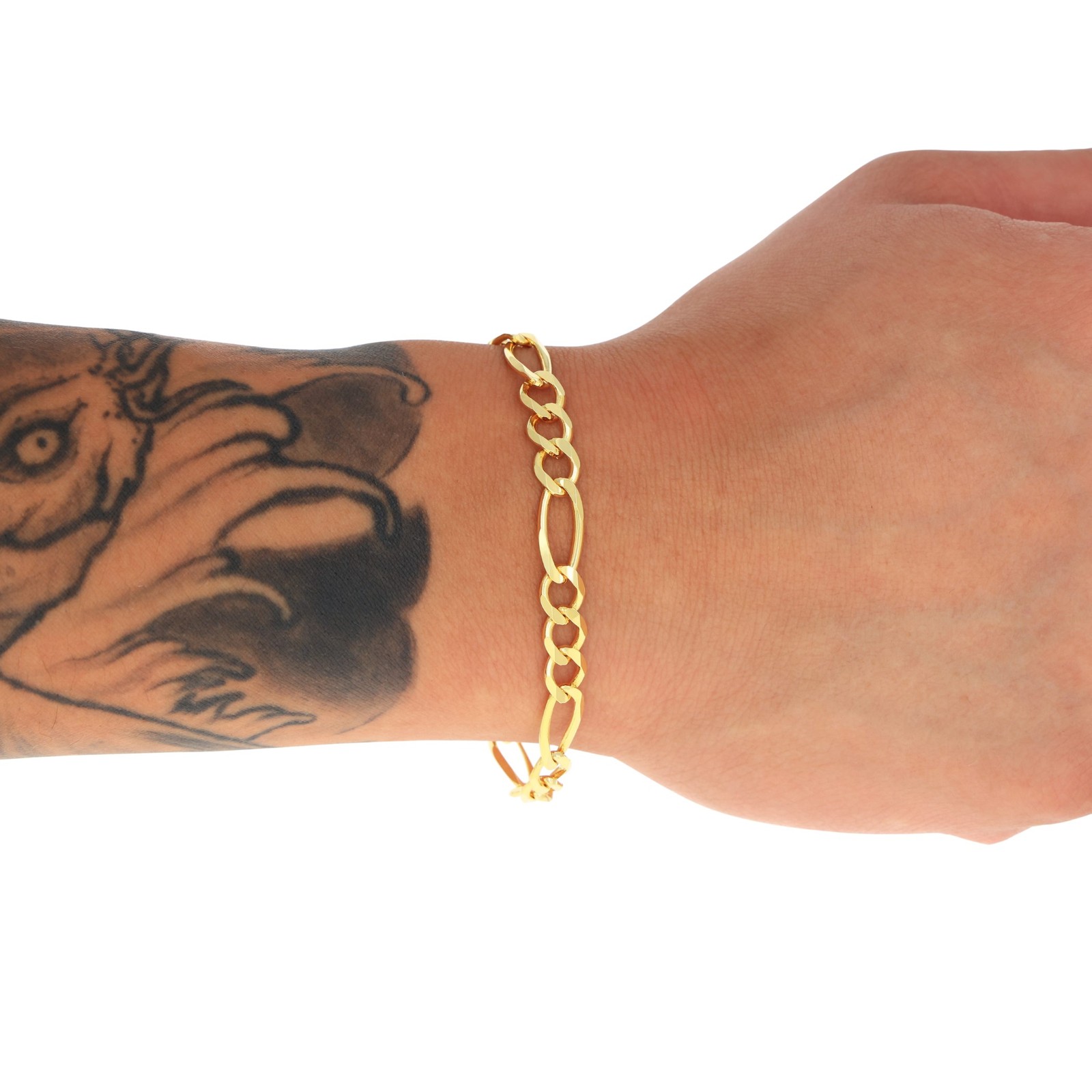 10K Yellow Gold Solid 2.75mm- 9.5mm Figaro Link Chain Bracelet Mens Womens 7″-9″