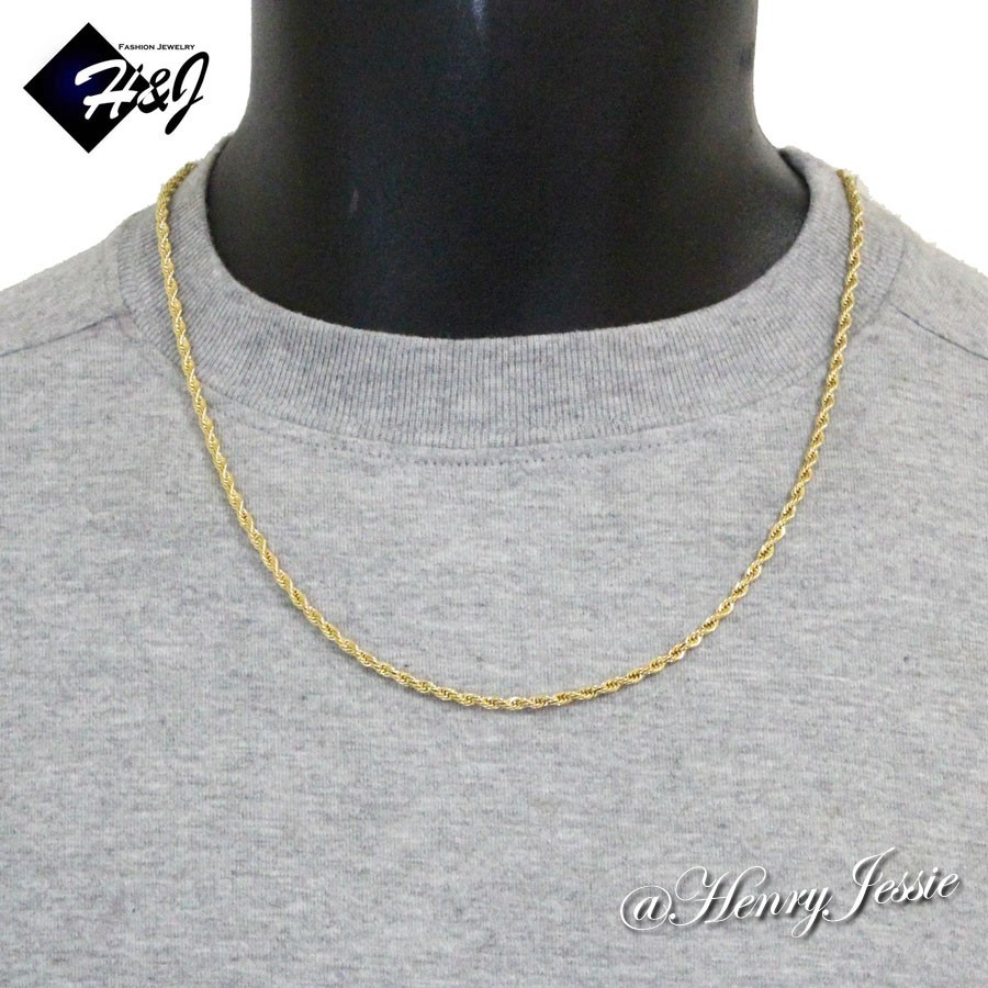 20″Men’s Women’s Stainless Steel 2.5mm Gold Plated Rope Link Chain Necklace
