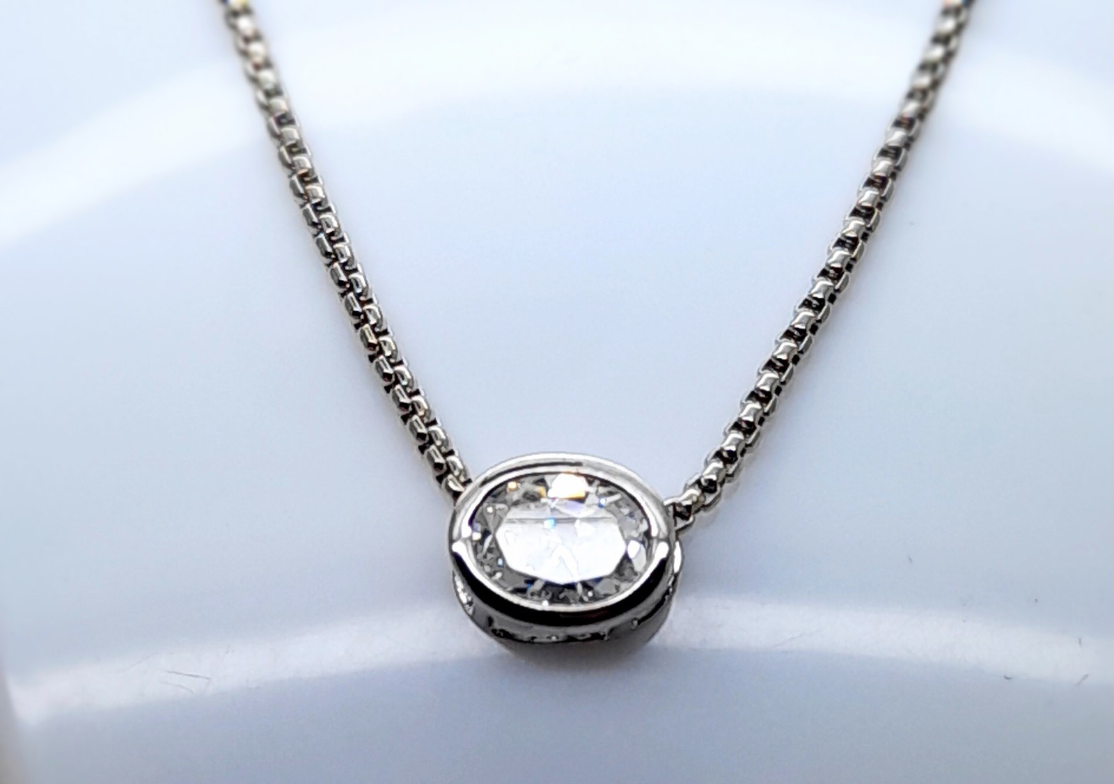 simple oval shape 17mm clear Cubic Zircon Pendant Women Chain Necklace Jewelry