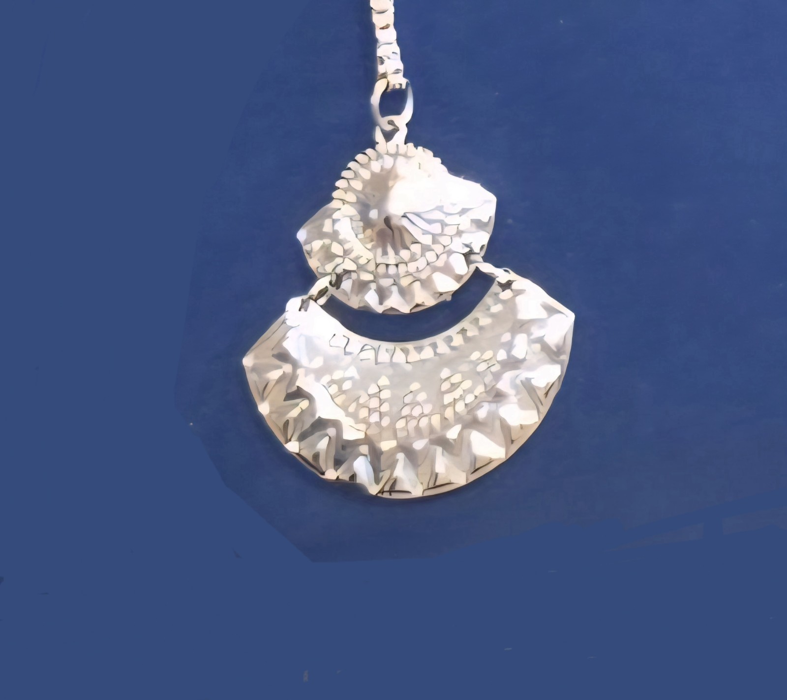African Stories Necklace Silver Costume Jewelry Chain and Pendant ~15 in Long