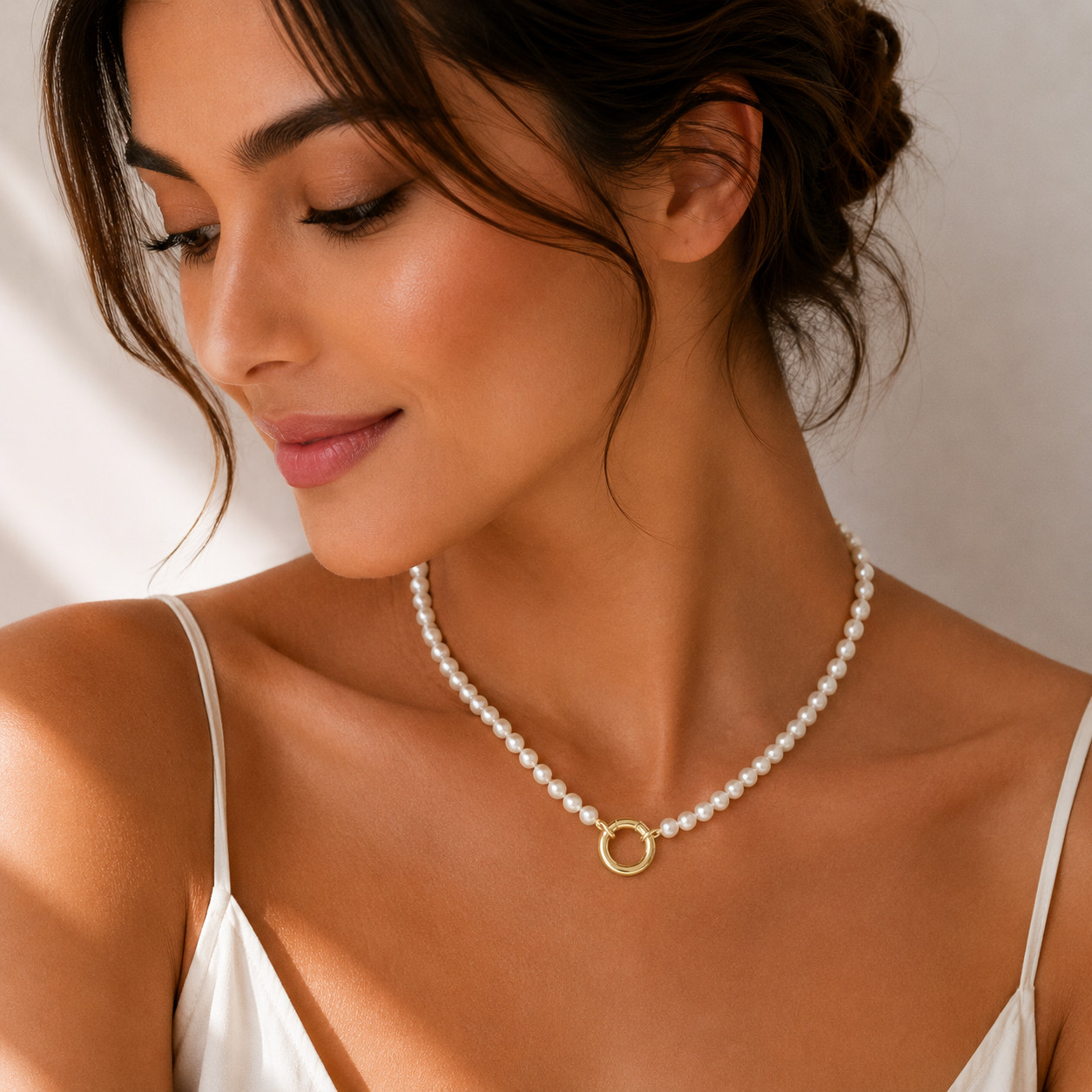 Freshwater Pearl Charm Necklace 18K Gold Plated Customizable Hypoallergenic