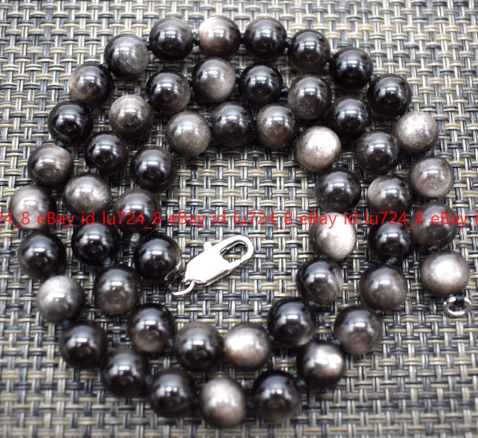 Multiple Styles 8mm Natural Silver Obsidian Round Gemstone Beads Necklace 14-36″
