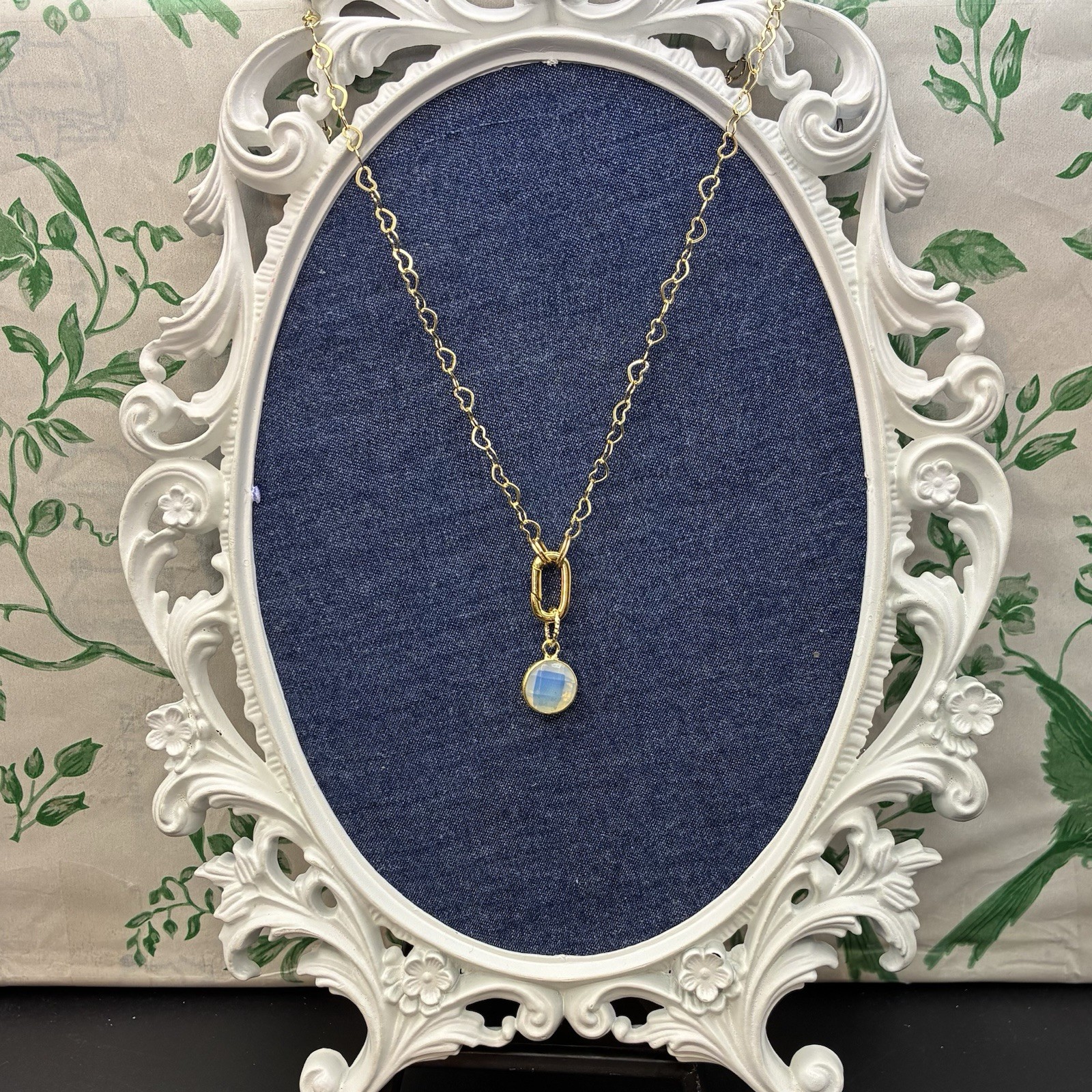 Sparkling 14k Gold Filled Heart Chain with Alluring GF Opalite Pendant Necklace