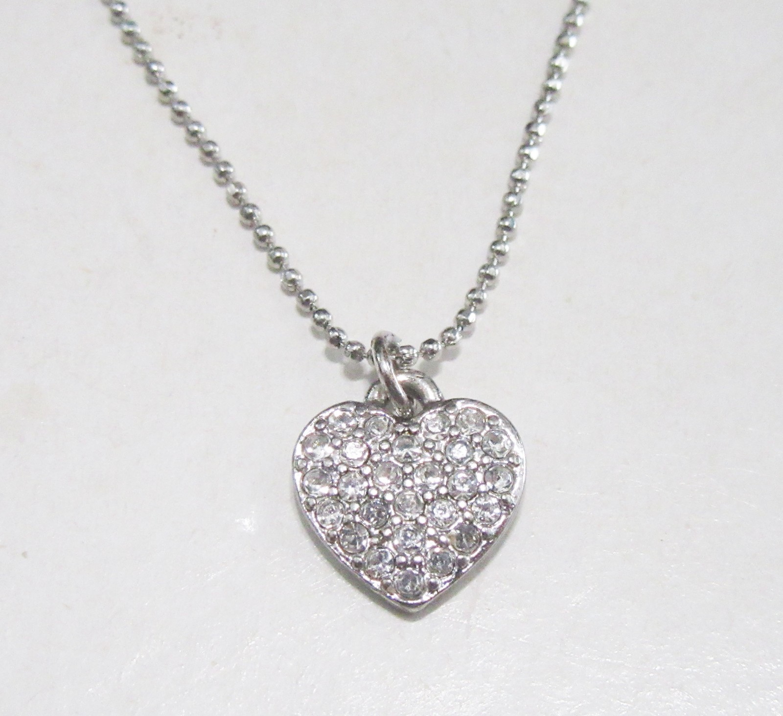 Lia Sophia Sparkling Crystal Heart Necklace Silver Tone Adjustable Chain