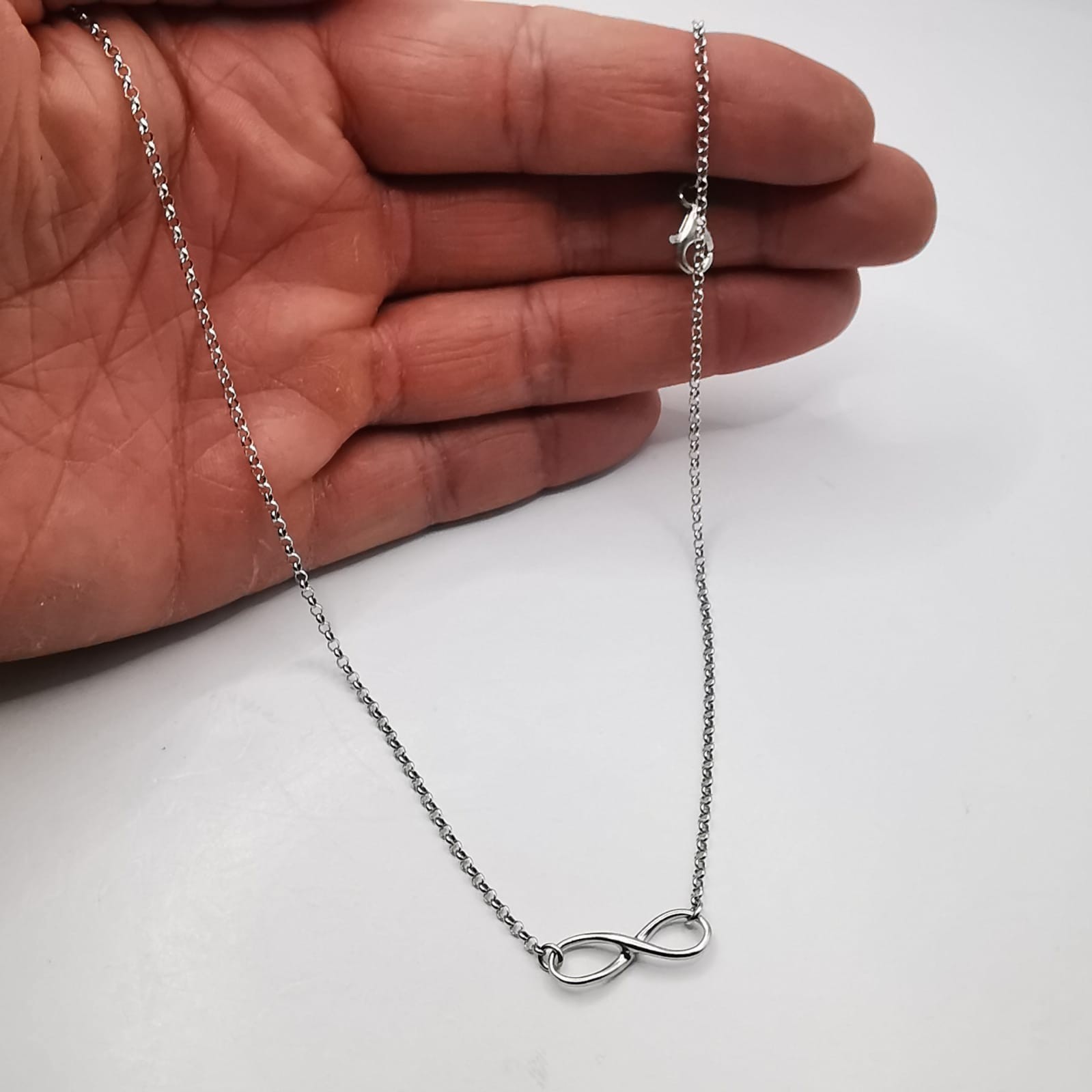 Vintage 925 Sterling Silver Infinity Rolo Chain Necklace 3.85g Adjustable 15-17″