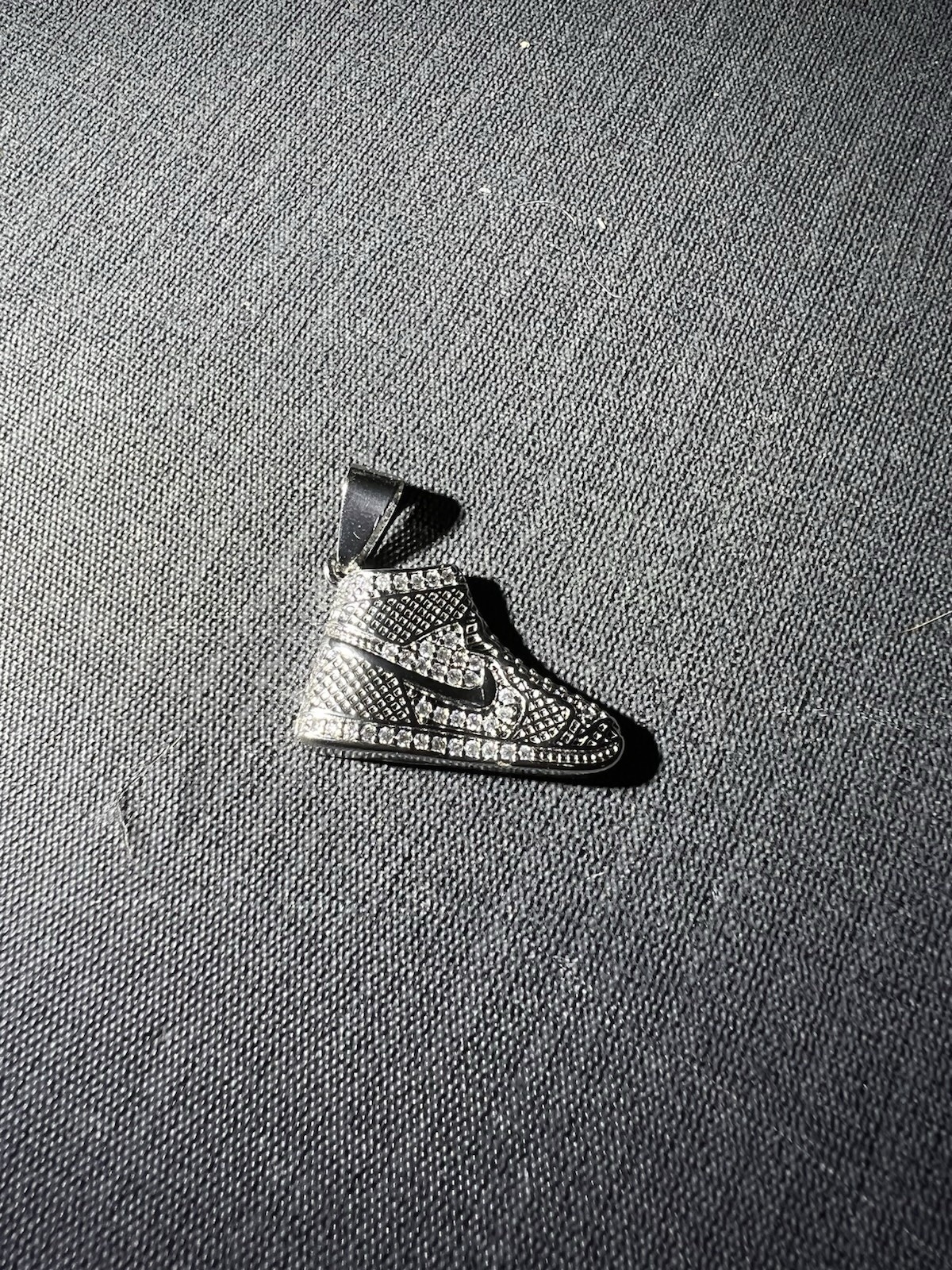 925 silver plated over stainless steel with 5A CZ iced out Nike Shoe pendant