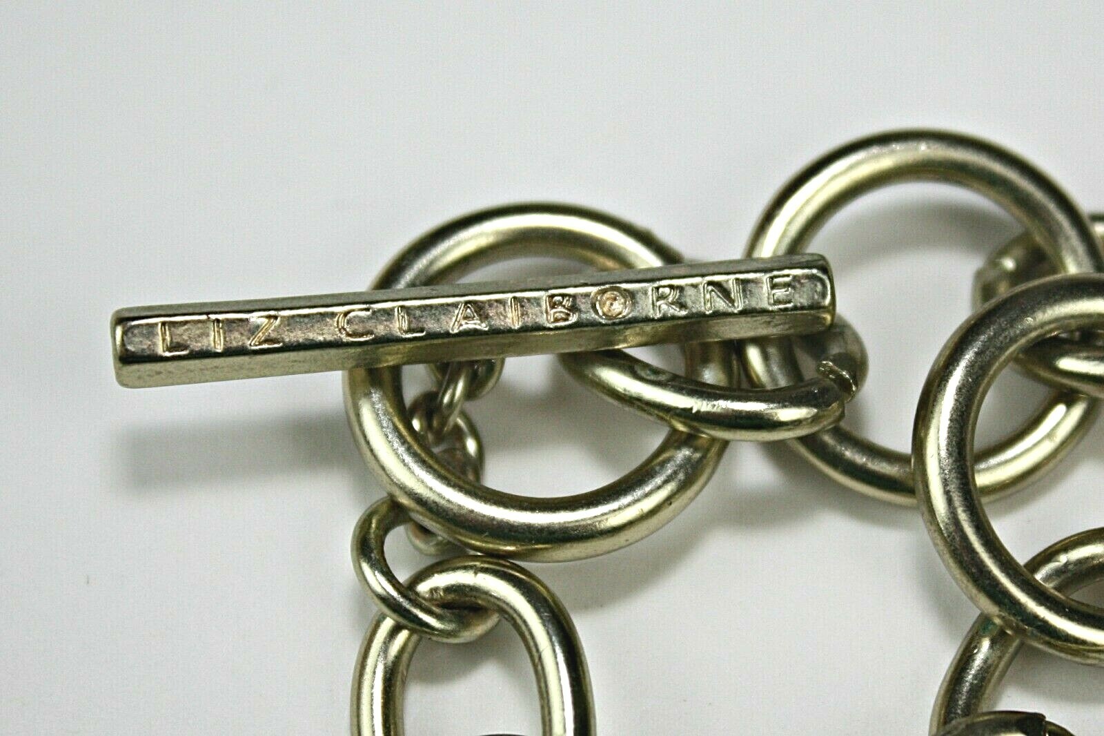LIZ CLAIBORNE Rare Statement Necklace 18″ Gold Tone Chunky Chains Ornate Links