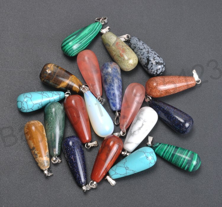 Wholesale NATURAL GEMSTONE Teardrop Charms Necklaces Pendants Earrings 20MM