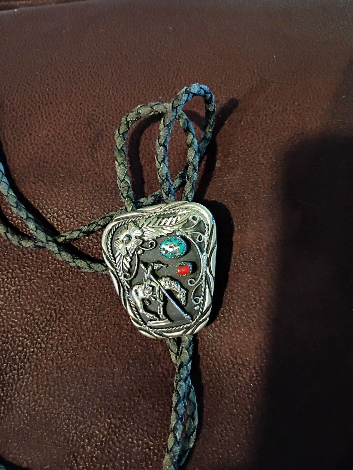 Vintage SSI Handcrafted in USA Bolo Tie with inlay End Of The Trail