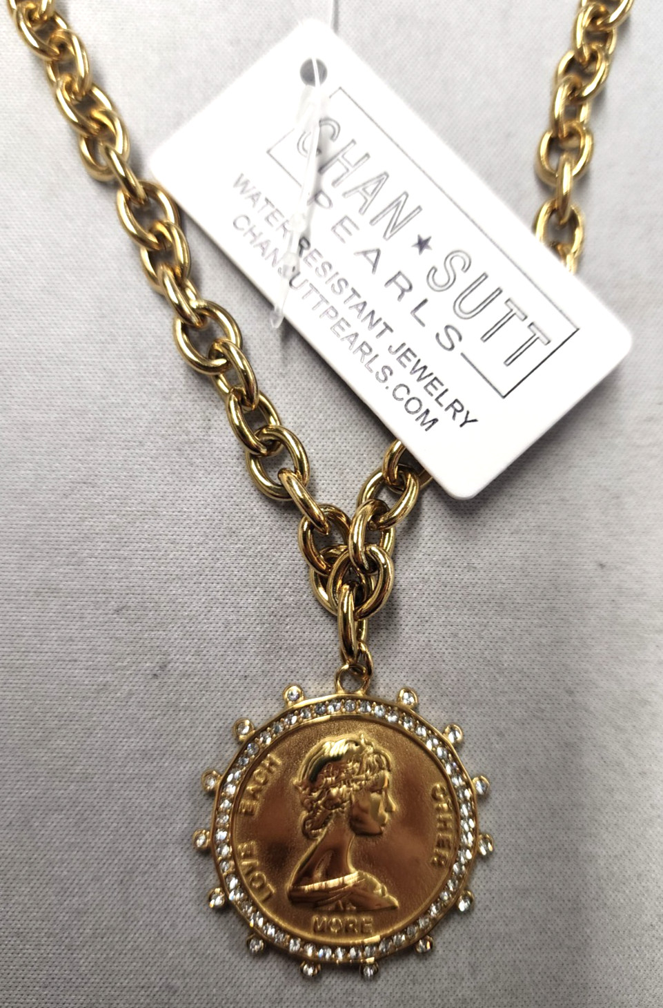 Chansuttpearls 18K Gold Plated Small Coin Necklace 16″+2″