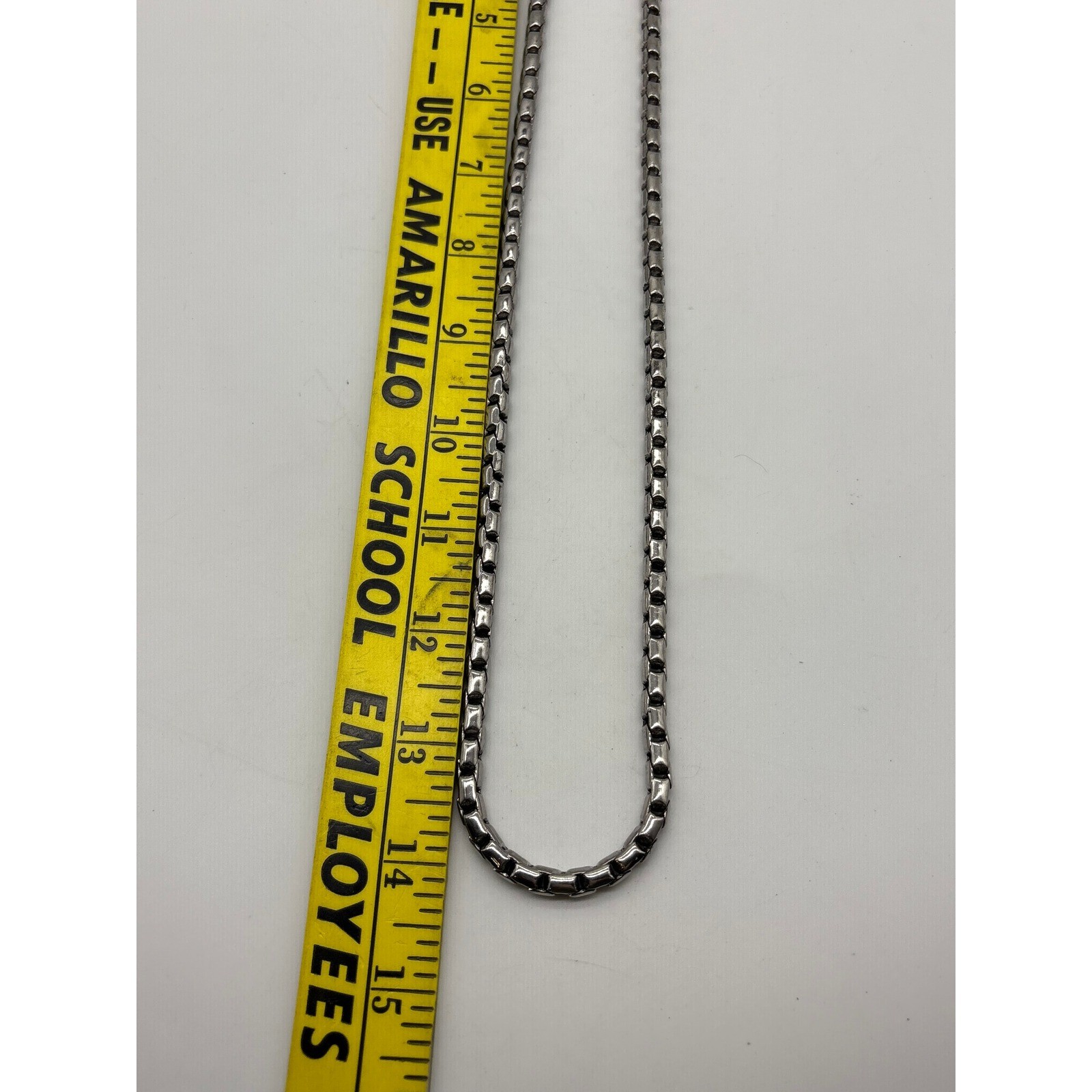 Gunmetal Silver Tone Rounded Box Chain Necklace 28 Inch Lobster Clasp