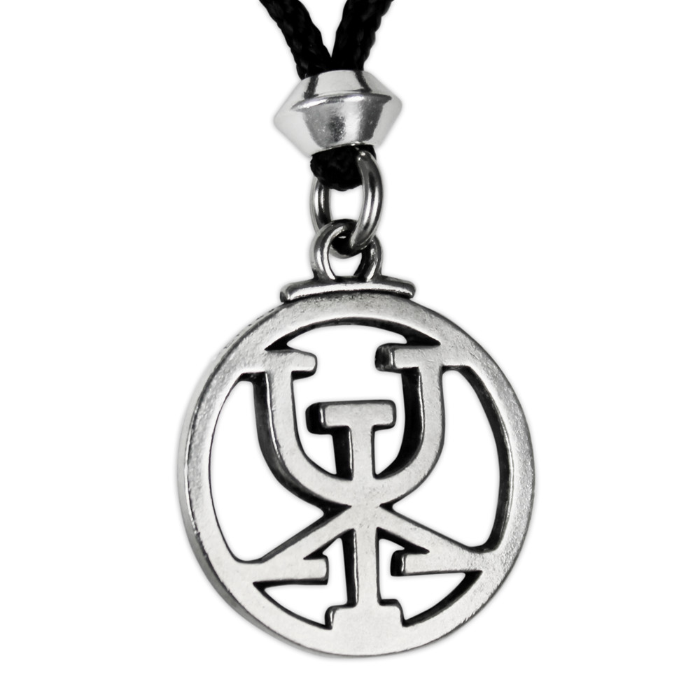 Pewter Rune for Obtaining Riches Necklace Wealth Talisman Amulet Pendant