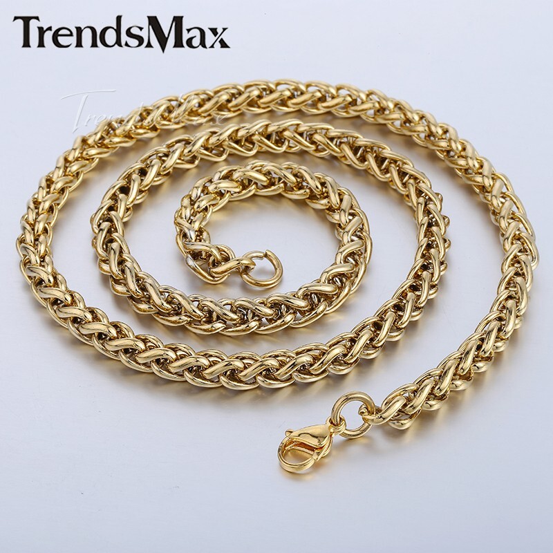 3/3.5/6mm Gold Plated Stainless Steel Wheat Link Necklace Jewelry 18/20/22/24 in