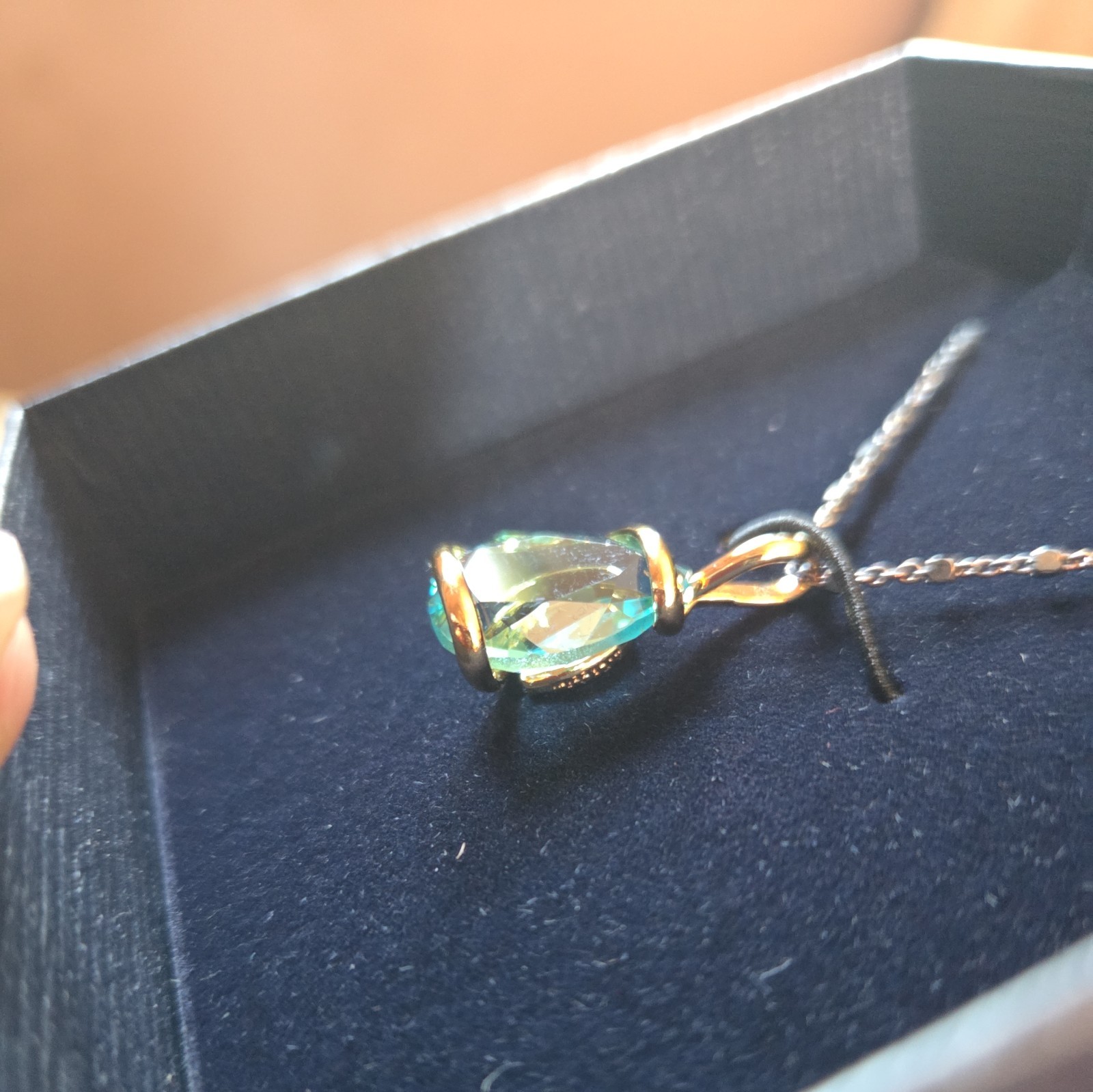 STAUER 18” Cristalli Fluente 24k finished Pendant Necklace Aqua NIB