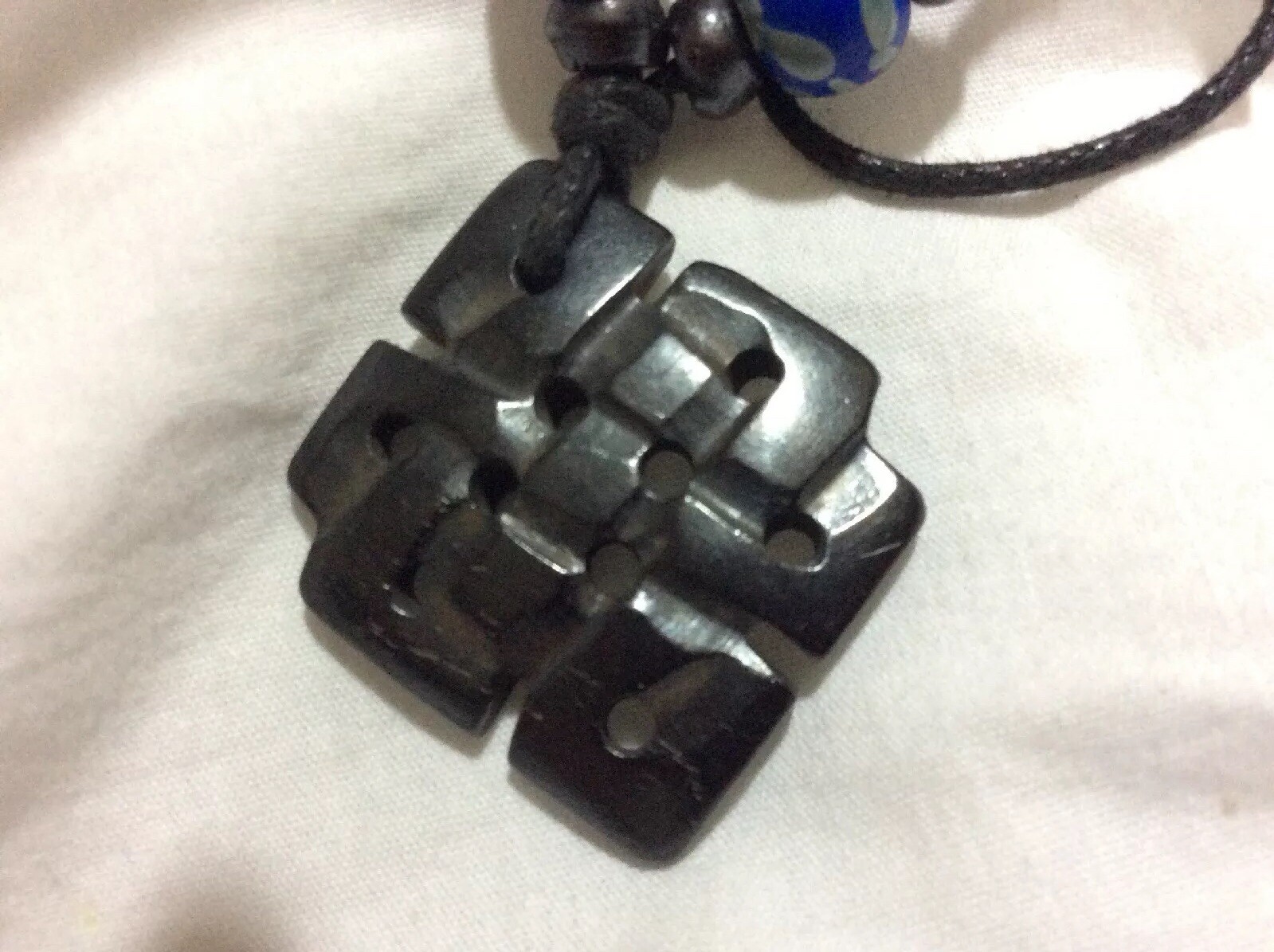 Endless Knot Pendant with Black Cotton Cord Handmade in Nepal – Black