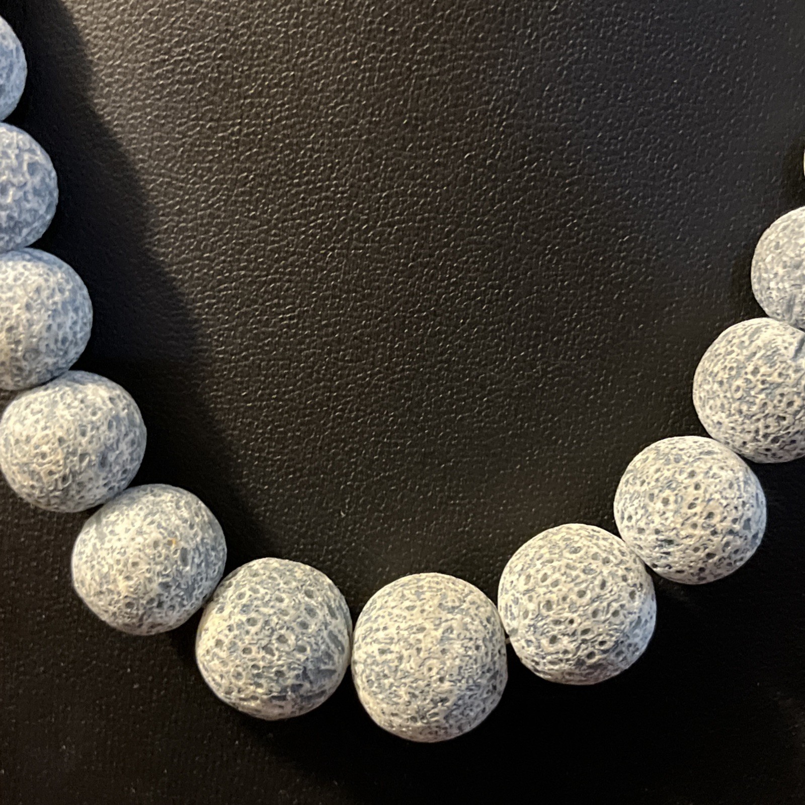 Gray Lava Rock Bead Necklace Natural Stone Diffuser Jewelry Unisex Boho Style