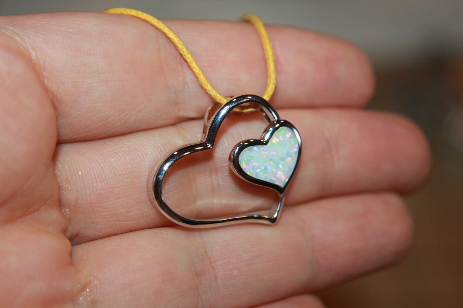 fire opal Cz necklace pendant gems black silver jewelry modern heart cocktail