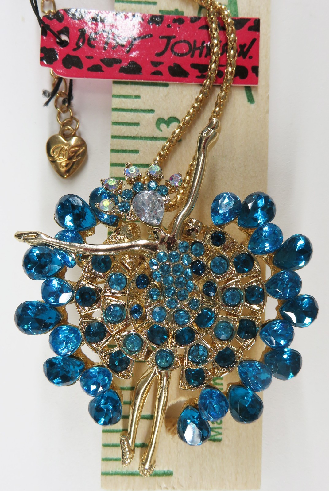 NWT-Betsey Johnson Flamenco Ballerina Dancer Pendant Brooch on Goldtone Necklace