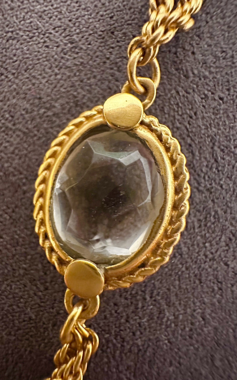 Julie Vos Delicate Charm Necklace, Clear Stones, 24K Gold Plated, Adjustable