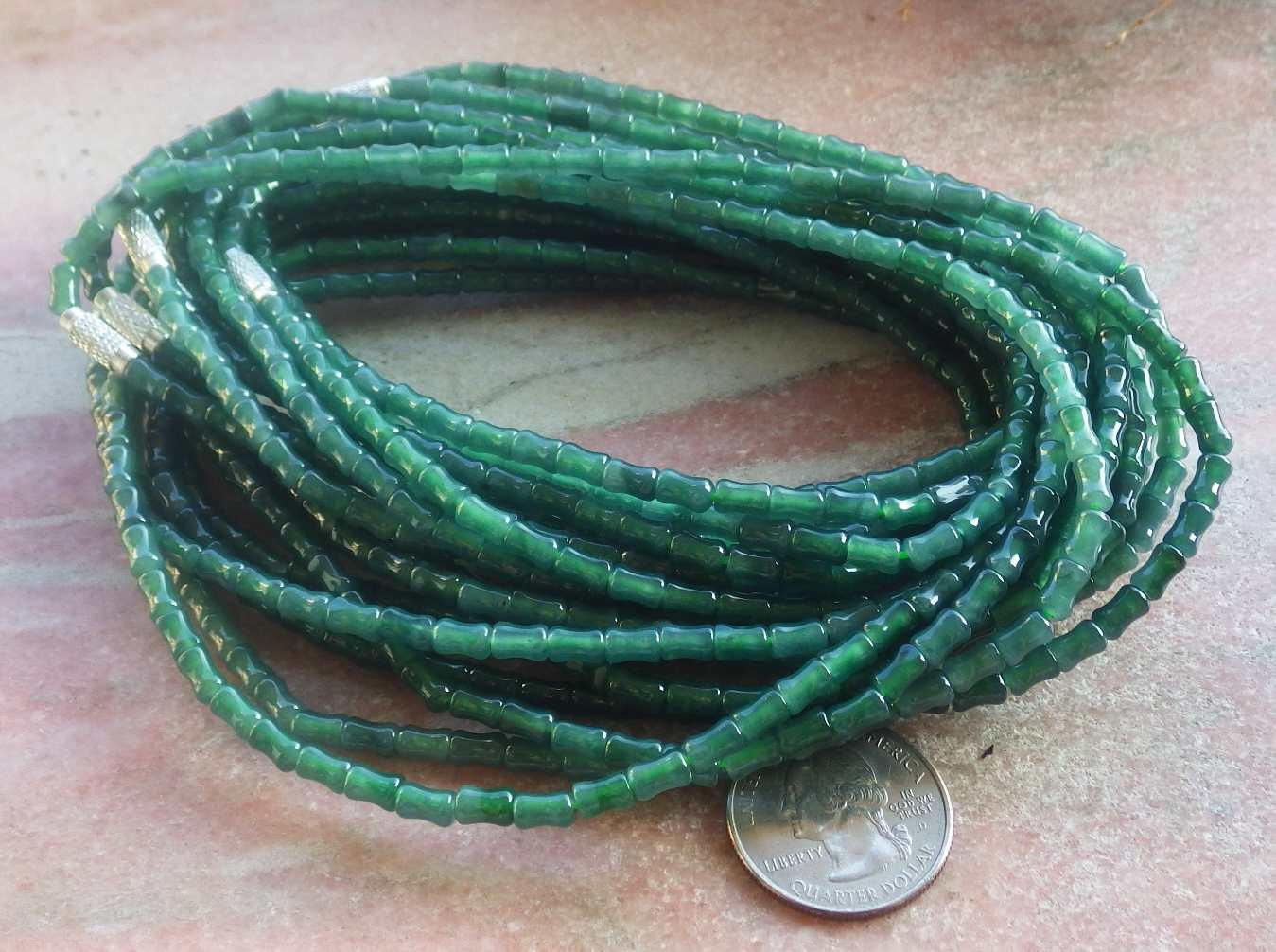 1 Pcs Video Certified Natural A Jade Jadeite Bamboo Bead Necklace 项链 122924