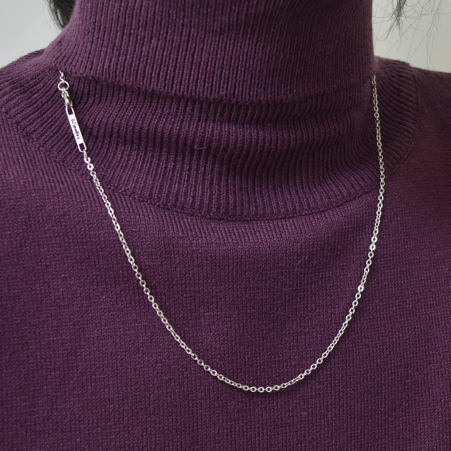2MM Stainless Steel Necklace – Thin Cable Chain for Women & Men, Silver Chain…
