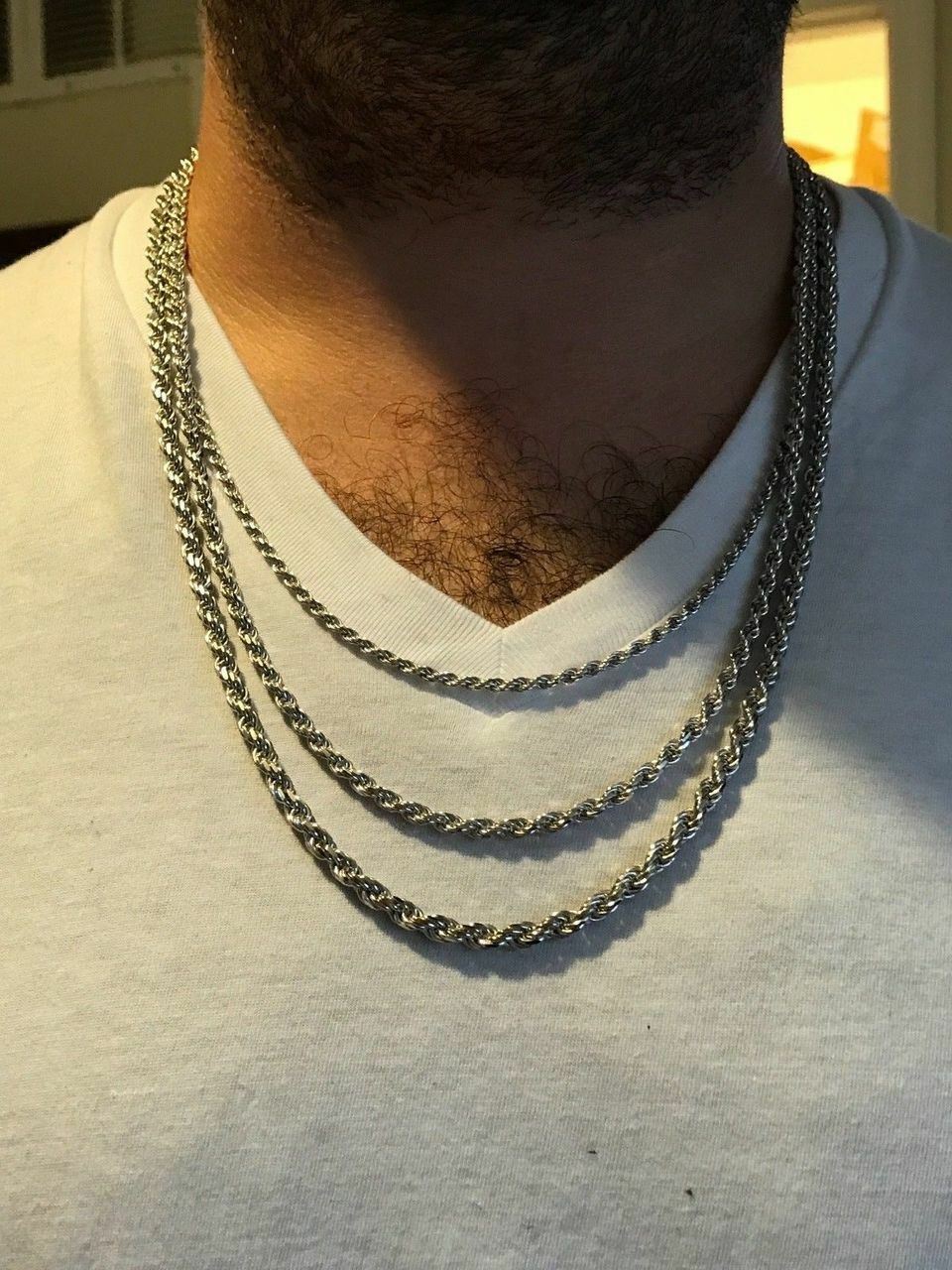 Men’s Solid 925 Sterling Silver Rope Chain 3mm 4mm 5mm 20-30″ ITALY *WHOLESALE*